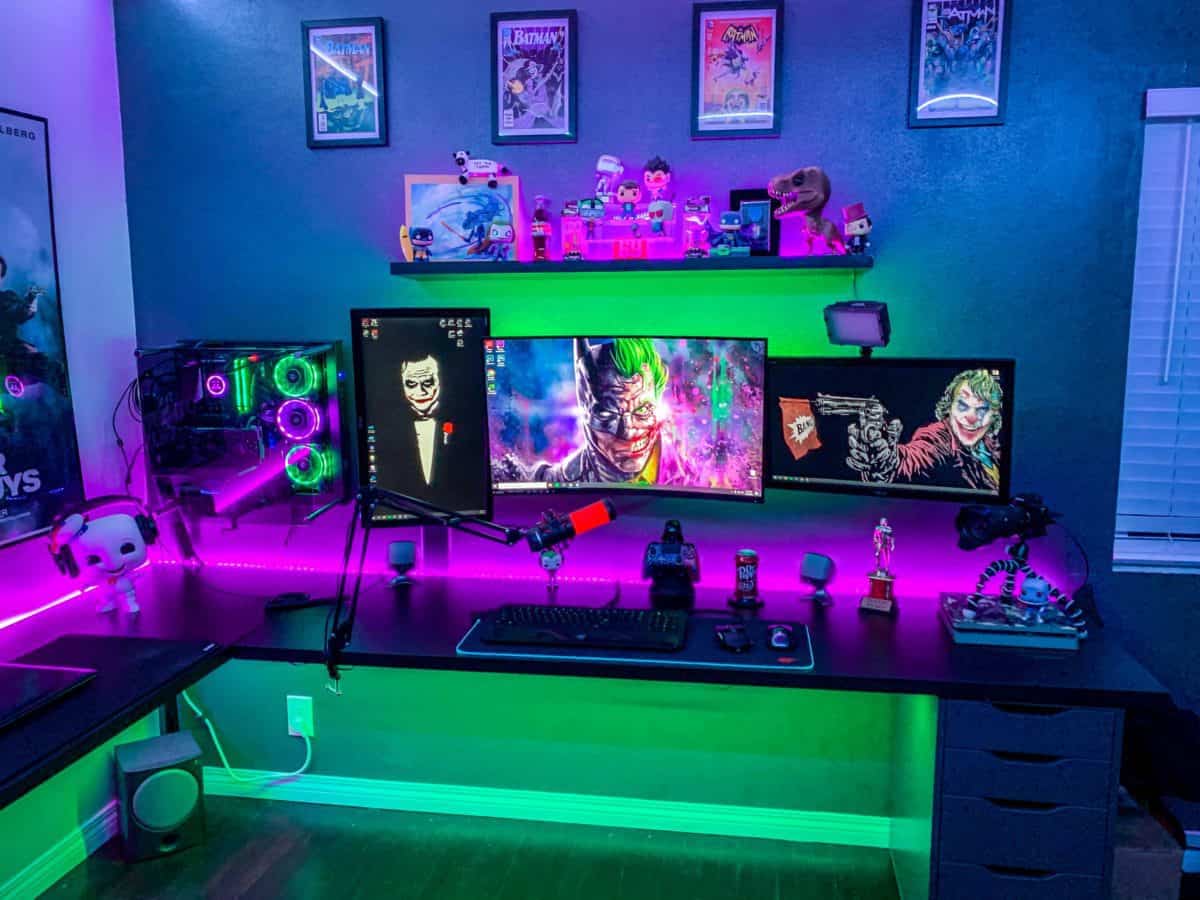 green gaming setup purple gaming setup min